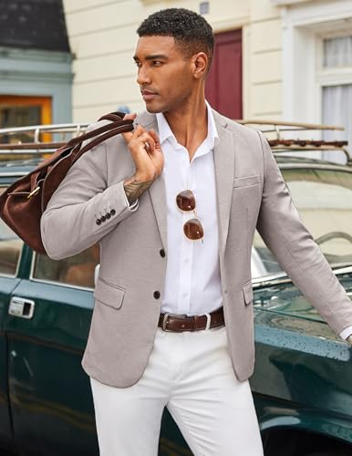 Image of COOFANDY Mens Casual Blazer Knit Sport Coat Lightweight Two Button Suit Jacket