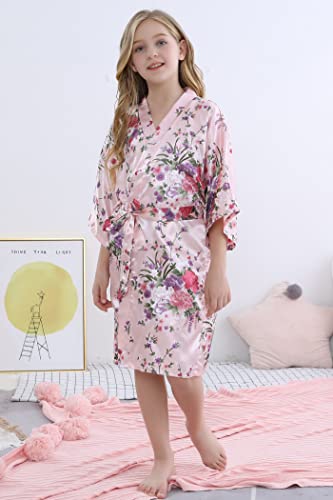 Sealinf Kids Girl's Floral Robe For Birthday Spa Parties Wedding Getting Ready Sleeping Gown (Pink, Tag 8) #TOP3