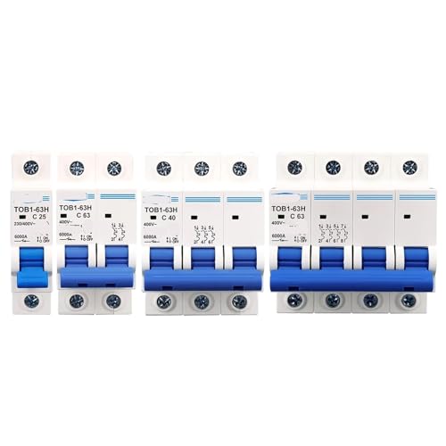 Mini disyuntor TOB1-63H C de 20A magnetotérmico monofásico 1P para riel DIN 5