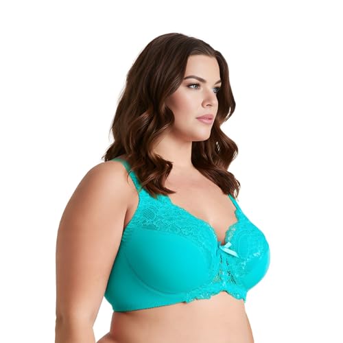 Image of Curve Muse Women's Minimizer Unlined Underwire Bra with Lace Embroidery-2 Pack