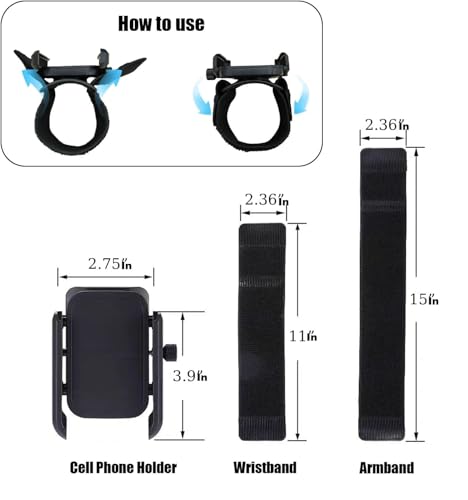 Image of Adjustable Rotating Phone Wrist Armband, 360 Detachable Mobile Holder Strap for Running, Hiking Cycling, Driving, Gym, Workout, Universal Fit for iPhone & Android Smartphones, Hands-Free Sports Band