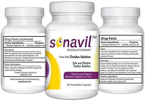 Sonavil Tinnitus 60 Homeopathic Capsules 3 Bottle All Natural Over-The-Counter Formulation