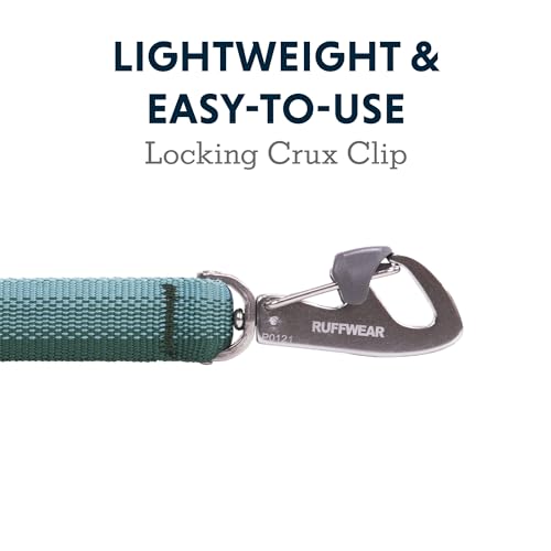 RUFFWEAR Front-Leine, leicht, 1,5 m, Starke Leine mit gepolstertem Griff und sicherem drehbarem Crux-Clip, kompaktes, flaches Tubelok-Gurtband, River Rock Green