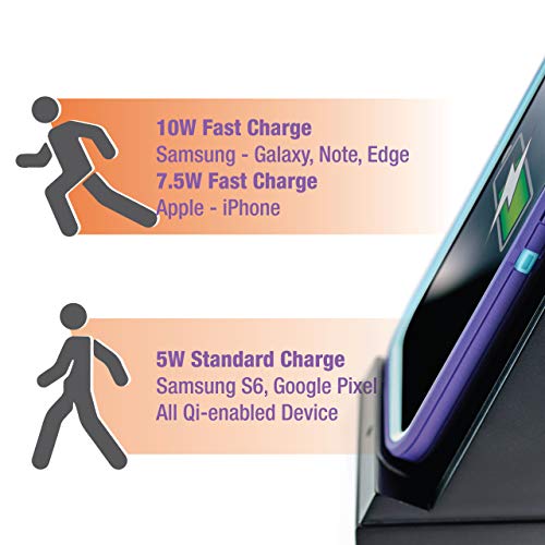 Organiseur de bureau sans fil compatible iPhone Samsung support bois noir - 3