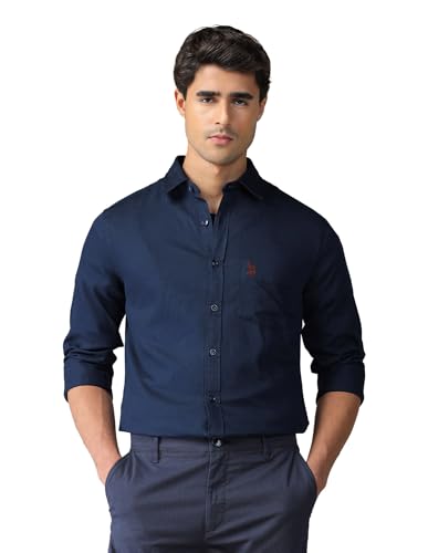Image of U.S. Polo ASSN. Solid Tailored Fit Cotton Shirts for Men - 100% Cotton, Full Sleeve Mens Casual Shirts