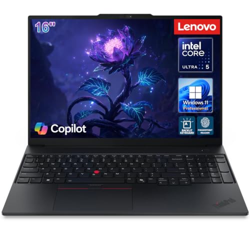 Image of Lenovo ThinkPad E16, Intel Ultra 5 225H, 32GB DDR5 & 1TB SSD, Win 11 Pro | Laptop Computer for Business Daily Work, Fingerprint Reader, Backlit Keyboard, Long Battery Life & Fast Charging, AI-Ready