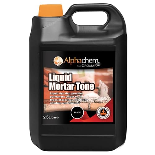 CROMAR AlphaChem Liquid Mortar Tone | Iron Oxide Based Liquid Dye for Permanent Color in Mortar – Rendering – Pointing & Concrete | Black – 2.5KG