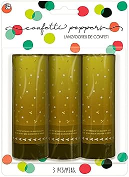 Confetti Popper - 4" 3-Pack - Vibrant Multicolor Foil Party Poppers - Exciting & Unique Twist for Instant Celebration Moments, Gold