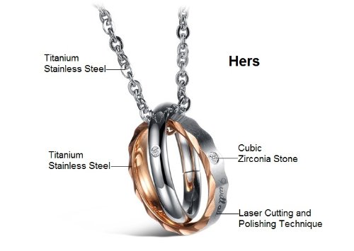 His & Hers Matching Set Titanium Stainless Steel Couple Pendant Necklace Korean Love Style In A Gift Box #TOP2