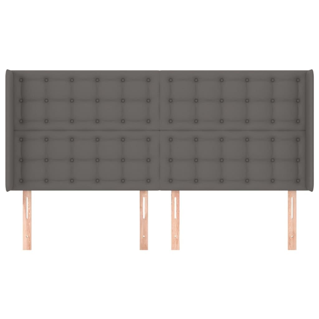 Kopfteil mit Ohren Grau 203x16x118/128 cm Kunstleder,Möbel,Betten & Zubehör,Kopf- & Fußenden,Grau,24.95 kg-3119692