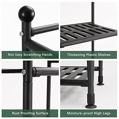 Sitake 4 Tiers Bathroom Organizers And Storage, 44 Inches Tall Bathroom Shelf, Metal Towel Storage With Plastic Shelves, Living Room Flower Stand, Rack For Kitchen Restroom Laundry (Black) #TOP5