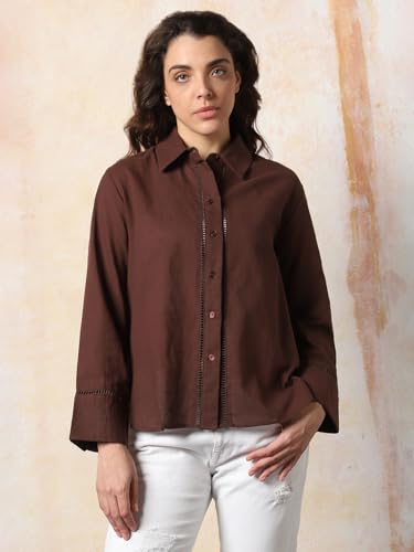 Image of HIGH Star Oversized Solid Shirt for Women | Stylish Tops for Women | Comfortable and Trendy Casual Shirt