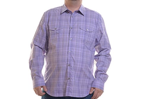 Calvin Klein Men's Liquid Cotton End On End Plaid Long Sleeve Woven Shirt