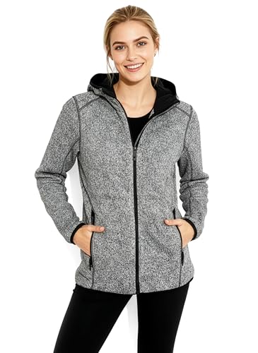 Roxy Women's Knit Jersey Bonded Fleece Jacket – Full Zip, Soft Interior, Adjustable Hem, Black Heather, X-Small