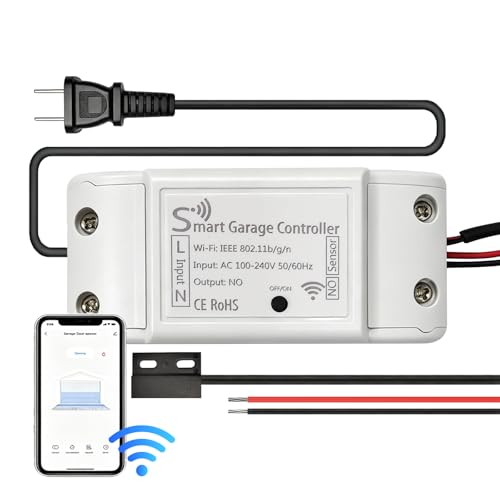 AFFCRKS Smart Garage Door Opener,Smart Garage Control Compatible with Alexa Google Assistant iPhone Android SmartLife App WiFi Garage Door Controller No Hub Required
