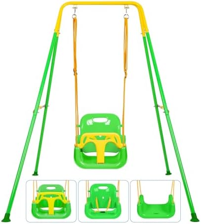 3-in-1 Toddler Swing Set, Safe & Durable Design for Ages 1–10 Years