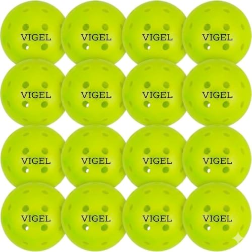 Vigel Premium Outdoor Pickleball Balls Set of 12 USAPA Approved, Tournament and Competition Play, Perfectly Balanced, High Bounce, True Flight, Durable, 40 Hole Pickleball, Ideal for All Skill Levels