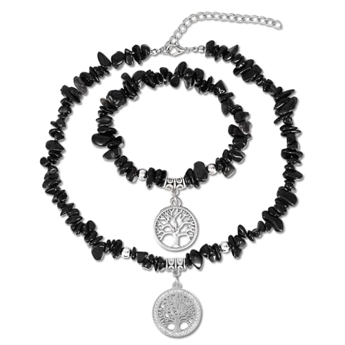 Pulsera de 7 chakras MILAKOO con piedras naturales y diseño del árbol de la vida para mujer