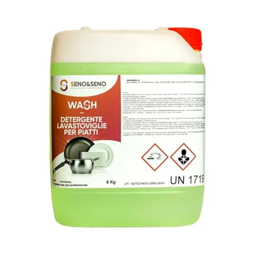 SENO & SENO Detergente Piatti per Lavastoviglie Professionali | Tanica da 6kg per Stoviglie e Bicchieri | Formula Caustica e Alcalina | Controllo Durezza Acqua e Smacchiatura | Uso Intensivo