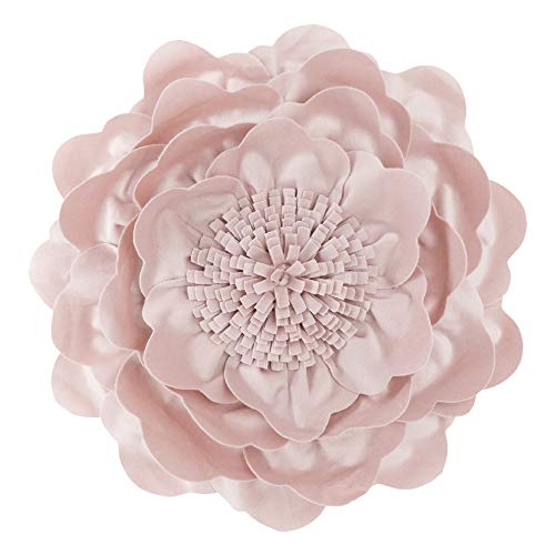 JWH Handmade Flower Throw Pillow Cover Decorative Velvet Round Cushion Floral Pillowcase for Bedroom Bed Couch Living Room 14 Inch Grayish Pink