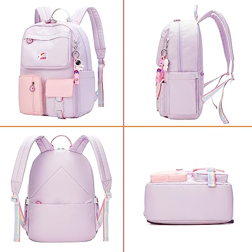 Auobag Backpacks For Girls Backpack For School Suitable Ages 6-8 Kids - Pass Cpsc Certified - Gift Cute Pendant (Purple) #TOP4