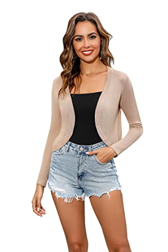 Siflif Women's Open Front Cropped Cardigan Long Sleeve Shrugs For Dresses Lightweight Shrug Sweaters For Women Cardigans #TOP5