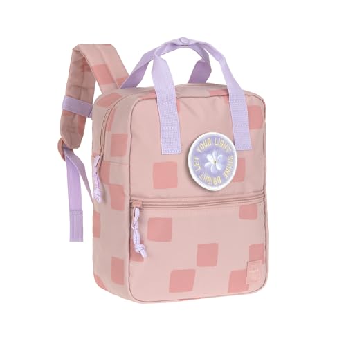 LÄSSIG Kinderrucksack mit Brustgurt Kindergartentasche Kindergartenrucksack 28 cm, 7 Liter, 3 Jahre/Mini Square Backpack Pattern Party Rose