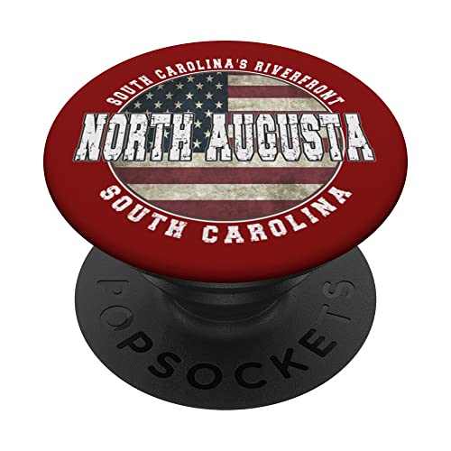 North Augusta South Carolina, Vintage American flag PopSockets Swappable PopGrip, Black