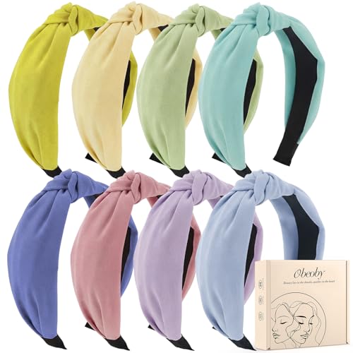 obeoby 8Pcs Knotted Headbands for Teen Girls, Pastel Colors