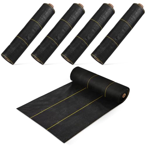 Dewitt 5-Pack Sunbelt Weed Barrier Fabric 3.2 oz, 3 x 300 Feet – Heavy-Duty Ground Cover Mat for Greenhouse Floors, Garden Rows, Raised Beds, Yard Gardening, and Outdoor Landscape Protection