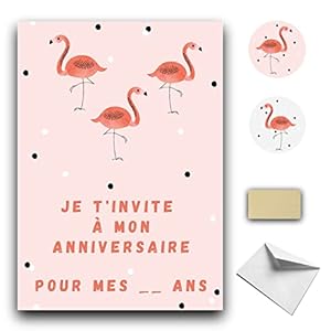NOUVEAUTE KIT CREATIF DE 10 CARTES D’INVITATION ANNIVERSAIRE A GRATTER THEME FLAMAND ROSE EN FRANCAIS CONTENANT: 10…