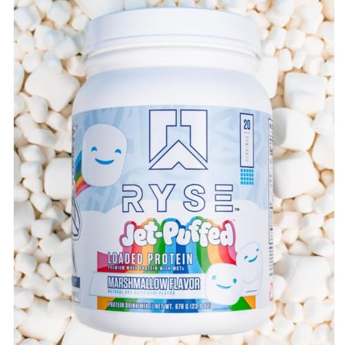 Image of RYSE Loaded Protein Powder - Jet-Puffed Marshmallow - 25g Whey Protein Isolate & Concentrate with Prebiotic Fiber & MCTs - Low Carb, Low Sugar, Digestive-Friendly - 20 Servings / 1.5 lb Tub