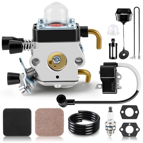 partszen FS80R Carburetor Ignition Coil Kit for Stihl FS85 FS75 FS80 HS80 FS85R FS85T Trimmer KM85 HS85 C1Q-S42 C1Q-S63A with 4137 124 2800 Air Filter Tune-up Repair Parts