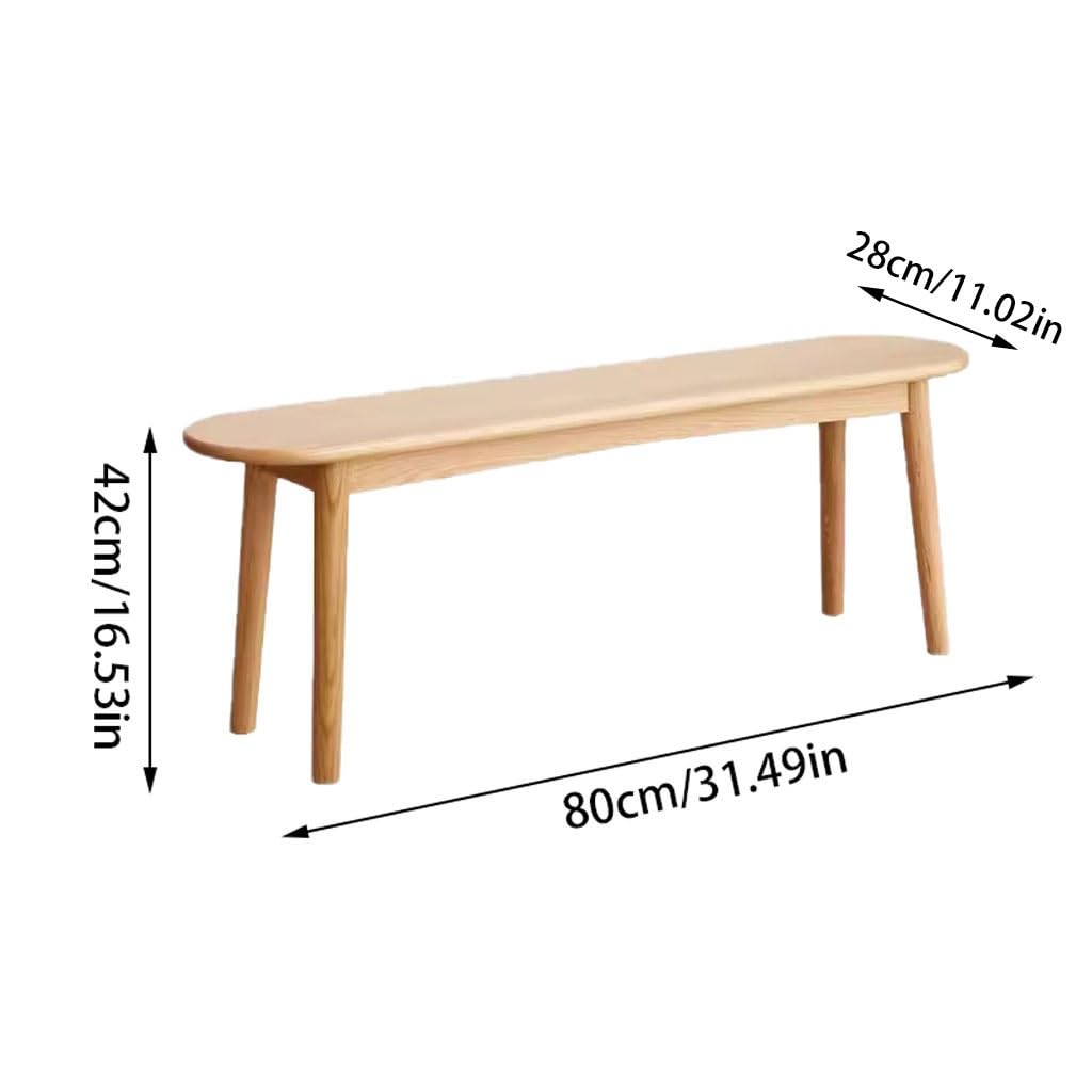 RENEESME Foot Stool for Bed Solid Wood Bench Modern Simple Dining Table Bench Bedroom Bed End Stool Home Door Solid Wood Shoe Changing Stool Bed Step Stools for High Beds, 80*28*42cm