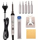 ➤Nuestro kit de soldadura de lata incluye: el kit de soldadura de hierro viene con 1 marco de hierro de soldadura simple, 1 rodillo de alambre de hojalata, 1 bomba de desoldador, 5 puntas intercambiables para diferentes tipos de trabajo, 1 plancha de soldadura reguladora de temperatura y 1 tweezers. Our soldering iron soldering iron Kit de herramientas ron Solder freely & smoothly for DIYer.
