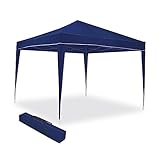 Wasabi - Carpa Plegable 3x3 m – Resistente al Agua - Incluye Vientos y Piquetas de Fijación - Estructura de Acero - Cenador para Jardín – Pérgola Playa - Camping Fiestas (Azul Marino)