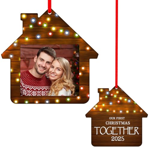 SICOHOME Our First Christmas Together Ornament 2025 - Personalized Photo Picture Frame Ornament, 1st Together Ornaments for Christmas Tree Decorations, Wedding for Couples