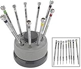 Juego de herramientas de destornillador de reparación de reloj de 9 piezas de 0,5 mm a 5 mm (plateado)