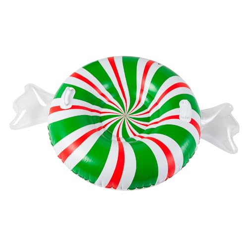 Large 48" Inflatable Snow Tube for Kids and Adults, Durable Winter Toy for Tubing & Sledding - Peppermint by BigMouth Inc - Used condition - US$13.39