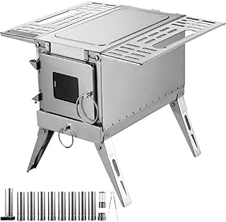Happybuy Tent Wood Stove 18.3x15x14.17 inch, Camping Wood Stove 304 Stainless Steel