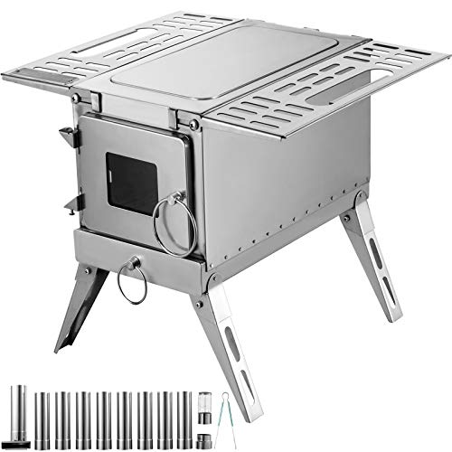 Happybuy Tent Wood Stove 18.3x15x14.17 inch, Camping Wood Stove 304 Stainless Steel