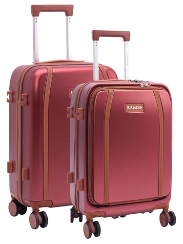 Image of FUR JADEN The Wayfarer Polycarbonate Travel Luggage Suitcase with 8 StealthTech Silent Shock Absorbing Wheels, TSA Lock & Aviation Grade Telescopic Trolley (Maroon, TechPro Set)