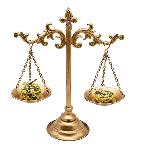 Owlgift Vintage Style Metal Libra Jewelry Towers, Scale Tray Display Cosmetic Organizer, Jewelry Storage, Unique Centerpiece Stand, Lawyer Scale Of Justice, Farmhouse Candleholder – Bronze #TOP1