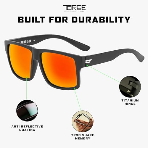 Image of TOROE Eyewear Matte Black RANGE XL Frame Sunglasses Light Weight TR90 Frame, Polarized Polycarbonate Lens