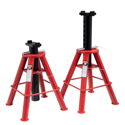 Sunex 1310 10-Ton Medium Height Pin Type Jack Stands Pair Red