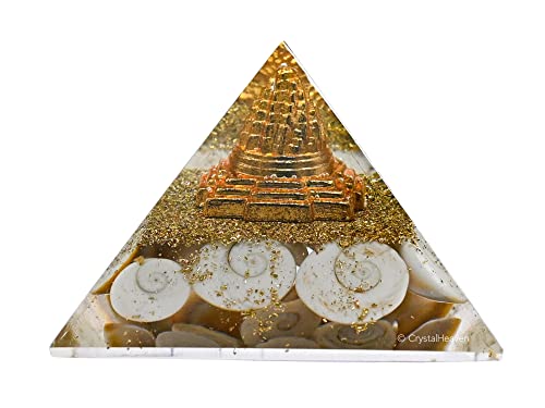 Image of Crystal Heaven Gomti Chakra Pyramid With Shree Yantra-Orgone Crystal Pyramid For Positive Energy,Vastu,Reiki And Chakra Healing