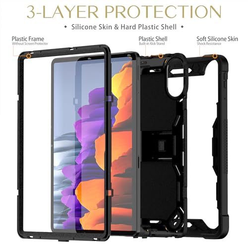 Image of ProElite Cover for Xiaomi Redmi Pad 2 11 inch Case, Rugged Shockproof Heavy Duty Back Case Cover for Xiaomi Redmi Pad 2 11 inch, Black