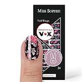 Original Miss Sophie Nagelfolien Sleeping Beauty I 24 ultra-dünne Nagellack-Streifen mit dunklem Blumenmuster I Für Finger- & Fußnägel I Hält auf Natur- sowie lackierten, Acryl-, Gel- & Shellac-Nägeln