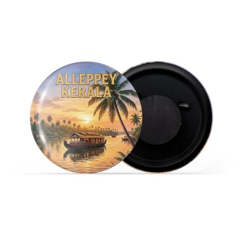 Image of dhcrafts Fridge Magnet Multicolor Kerala Alleppey Kerala Glossy Finish Design Pack of 1 (58mm)