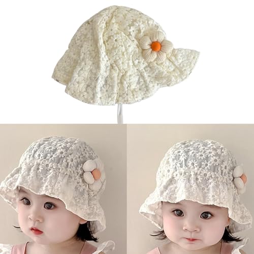 Infants Protective Sun Hat with Floral Accent, Comfortable Baby Flower Fisherman Hat Outdoor Basin Caps for Girls2